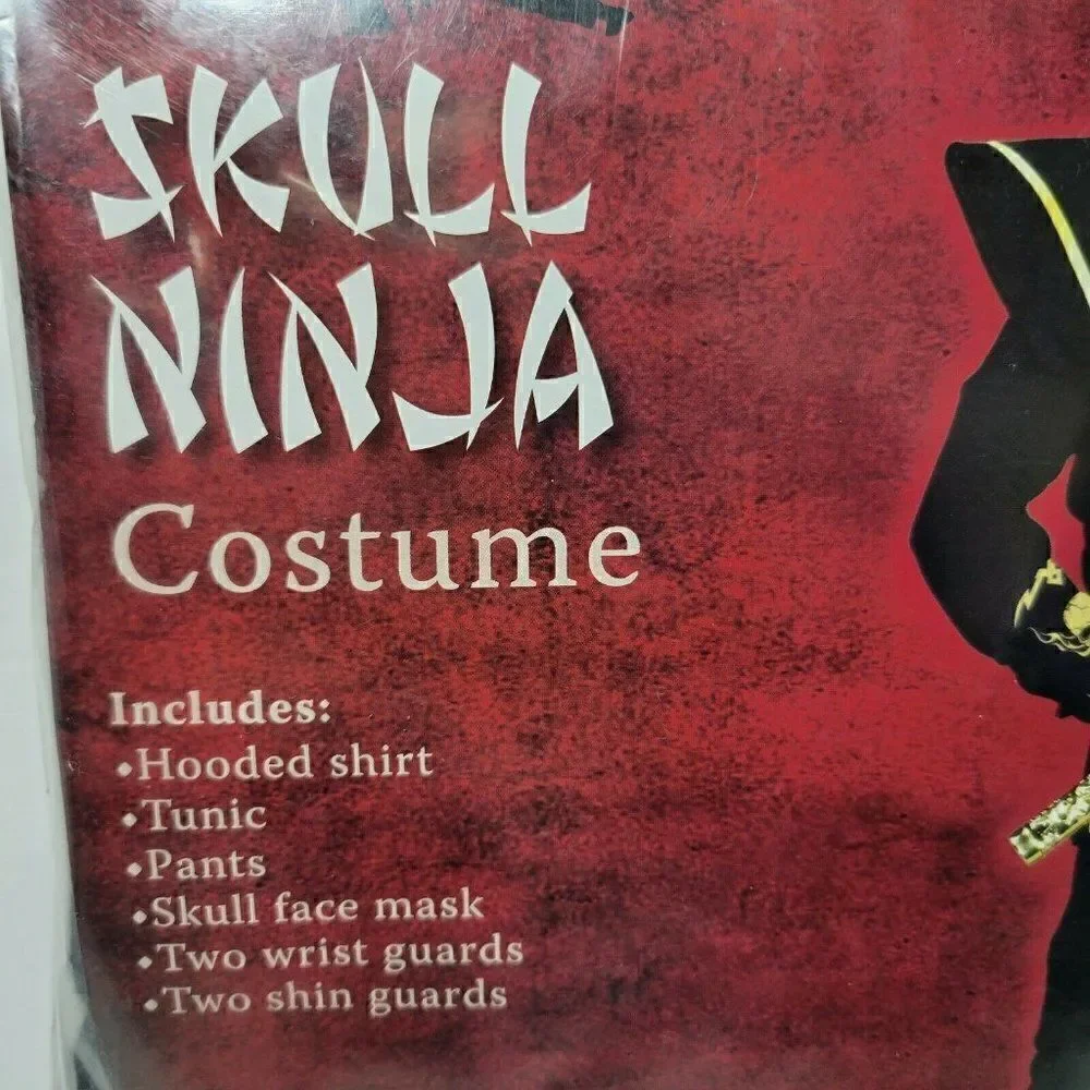 ‎Skull Ninja Halloween Costume Boys Size XL (14-16) 6 Piece Set NEW